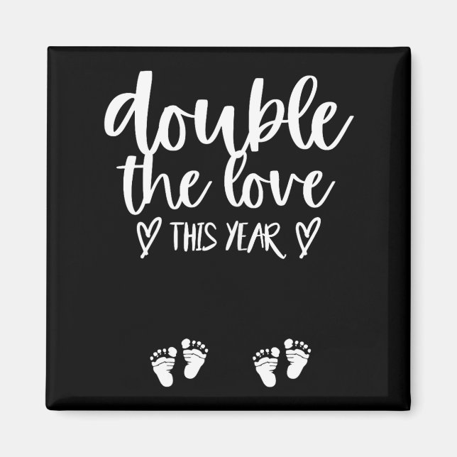Twin Pregnancy Valentines Day Baby Announcement  Magnet (Vorne)