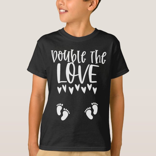 Twin Pregnancy Valentines Day Pregnant Mom Baby An T-Shirt (Vorderseite)