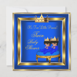 Twin Prince Baby Dusche Royal Blue Gold Boy Crown Einladung