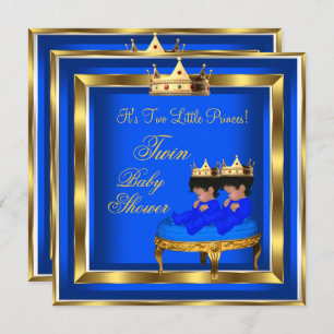 Twin Prince Baby Dusche Royal Blue Gold Boy Crown Einladung