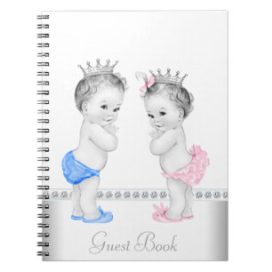 Twin Prince und Princess Baby Shower Gästebuch Notizblock