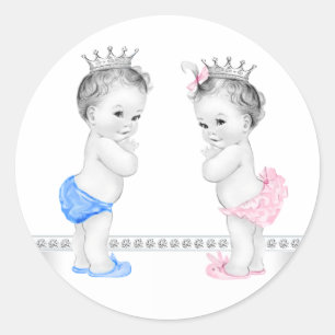 Twin Prince und Princess Baby Shower Stickers