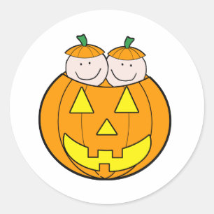 Twin Pumpkin Babies Graphic Runder Aufkleber