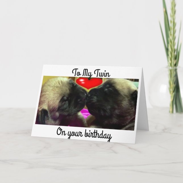 "TWIN PUPPIES" HELFEN, "MEIN TWIN" AM BESTEN GEBUR KARTE (Vorderseite)