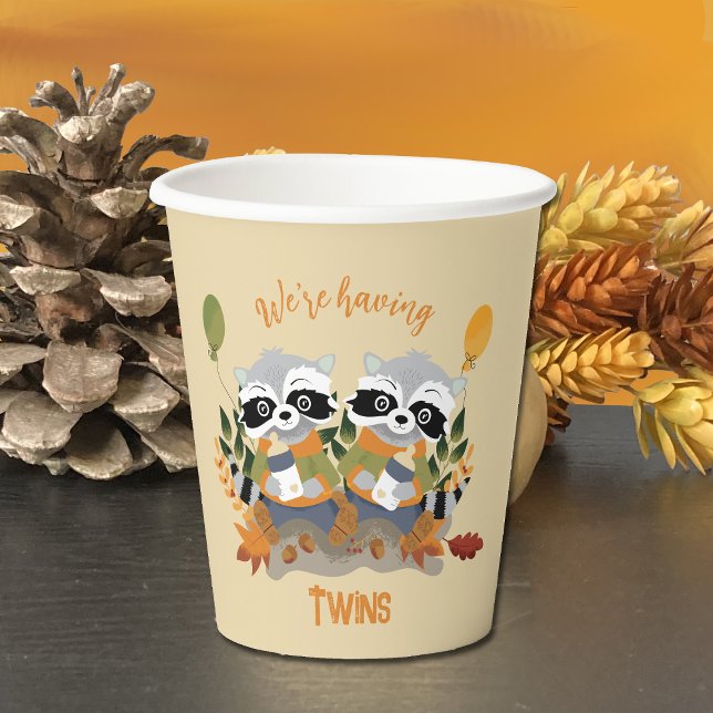Twin Raccoons Woodland Babydusche Papiertassen Pappbecher (Von Creator hochgeladen)