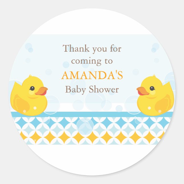 Twin Rubber Duckies Baby Duckies Favor Sticker (Vorderseite)