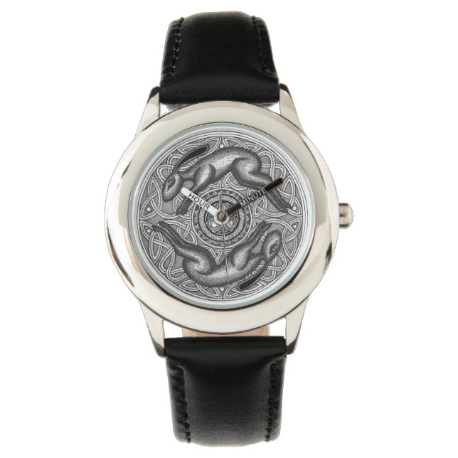 Twin Running Hares Time Piece Armbanduhr (Vorderseite)