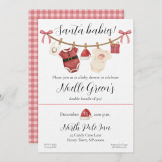 Twin Santa Babies Baby Shower Einladung