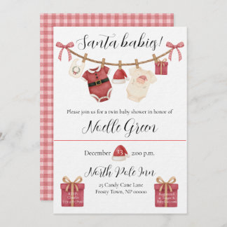 Twin Santa Babies Baby Shower Invitation Einladung