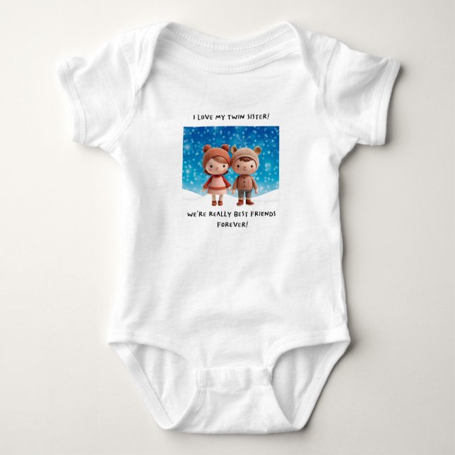 Twin Sibling Winter Design für Baby Boys Strampler (Vorderseite)