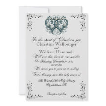 Twin Silver Hearts Christlich Wedding Einladung