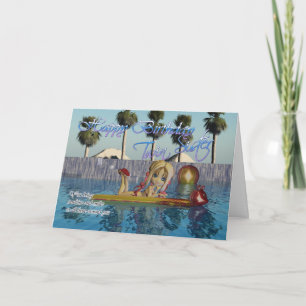 Twin Sister Birthday card, Moonies Süsse Pie pool Karte