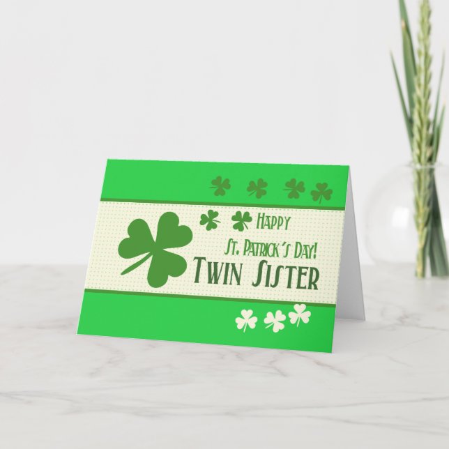 Twin Sister Happy St. Patrick's Day Karte (Vorderseite)