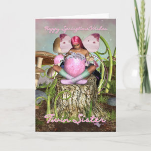Twin Sister - Springtime Fairy Oaster Card - Fee Feiertagskarte