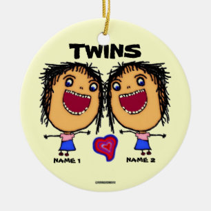 Twin Sisters Cartoon Keramik Ornament