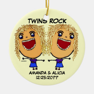 Twin Sisters Rock Cartoon Keramik Ornament
