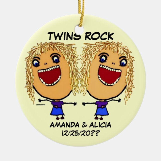 Twin Sisters Rock Cartoon Keramik Ornament (Vorne)