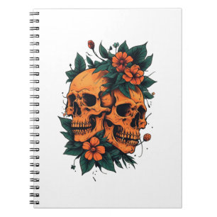 Twin Skulls Floral Gothic Notizblock