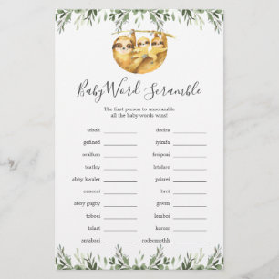 Twin Sloths Baby Shooter Word Scramble Game