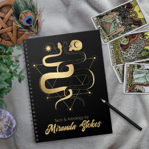 Twin Snakes & Skulls Black & Gold Trendy Gothic Notizblock