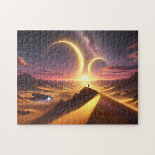 Twin Suns Wüsten-Sci-Fi-Alien-Landschaft Puzzle