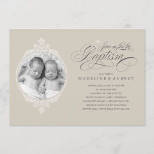 Twin Taufen Foto Einladungen