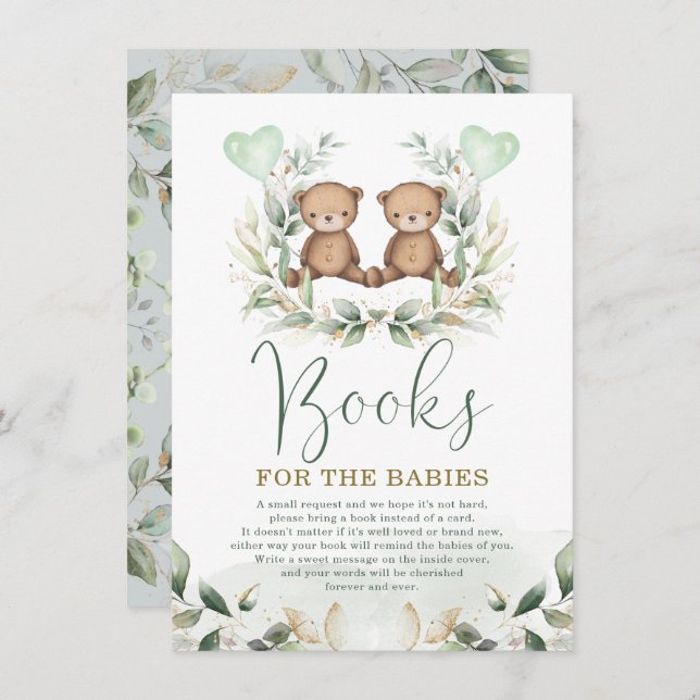 Twin Teddy Bears Greenerity Gold Books for Baby Begleitkarte (Vorne/Hinten)