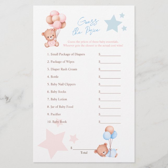 Twin Teddy Bears raten den Price Game Flyer (Vorne)