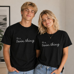 Twin Thing   Schwarz-Moderne Anpassung T-Shirt