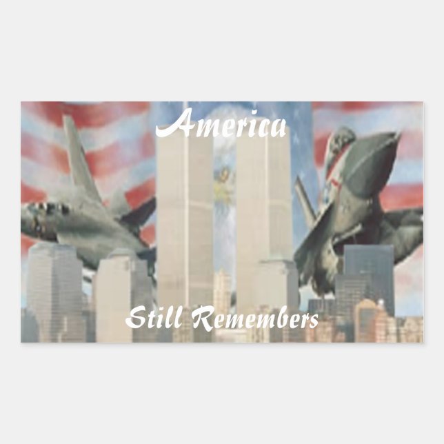 Twin Towers 9/11 Erinnerungsaufkleber Rechteckiger Aufkleber (Vorderseite)