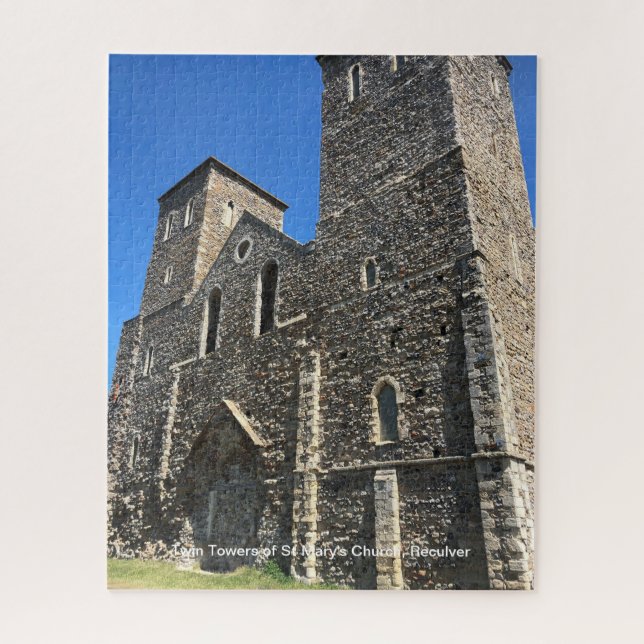 Twin Towers of St Mary's Church Reculver Kent on a Puzzle (Vertikal)