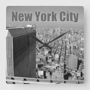 Twin Towers World Trade Center NYC Quadratische Wanduhr