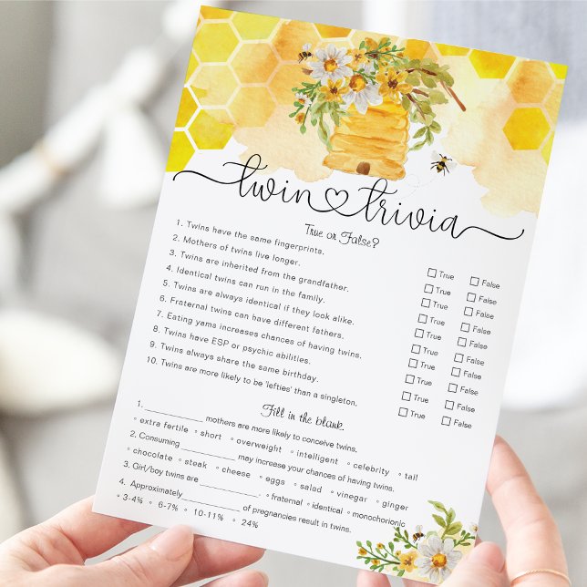 Twin Trivia Sweet as Can Bee Baby Shower Game (Von Creator hochgeladen)