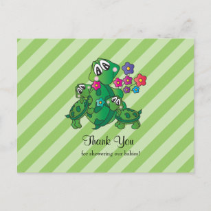Twin Turtle Baby Show - Danke Postkarte