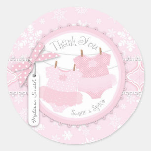 Twin Tutu Polka Dot Jumpers & Winter Snowflake Runder Aufkleber