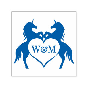 Twin Unicorns Heart 2 Initial Couple Monogram #92 Permastempel