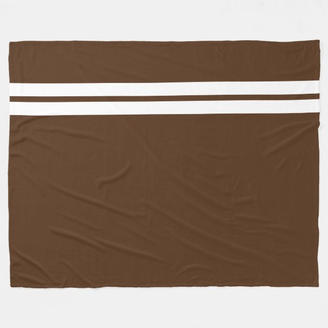 Twin White Sporty Racing Strips auf Kakao Brown Fleecedecke (Vorderseite (Horizontal))