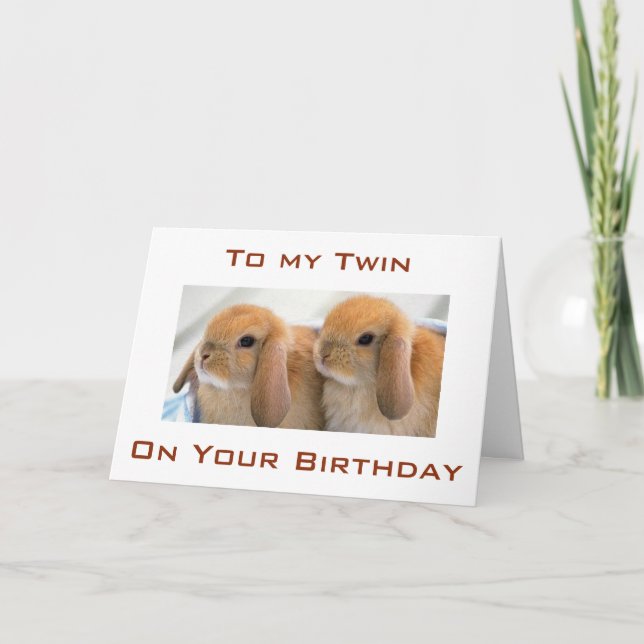 "TWIN WISHES" MIT "TWIN BUNNIES" ZUM GEBURTSTAG KARTE (Vorderseite)