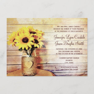 Twine Wrapped Mason Jar Sunflower Wedites Einladung