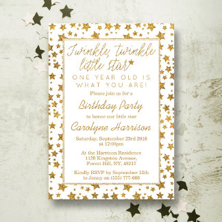 Twink, Twinkle Little Star 1. Geburtstag Einladung