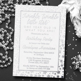 Twink, Twinkle Little Star 1. Geburtstag Real Folieneinladung