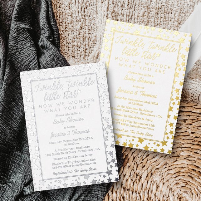 Twink, Twinkle Little Star Baby Dusche Real Folieneinladung (Von Creator hochgeladen)