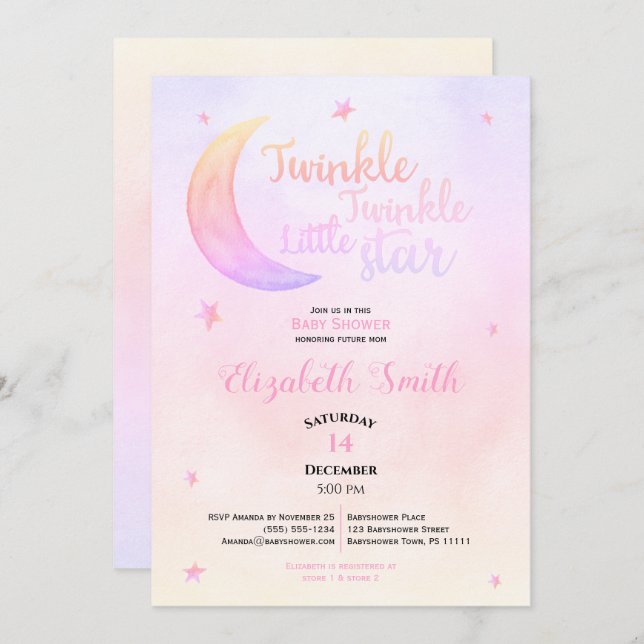 Twinkl-Kindermädchen Babydusche Einladung (Vorne/Hinten)