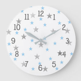 Twinkle Baby Kinderzimmer Dekoration, blaue Silber Große Wanduhr