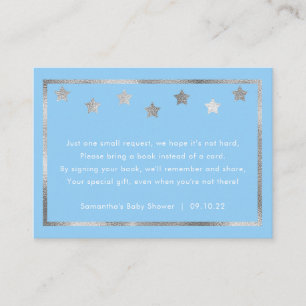 Twinkle Baby Shower Buchanfrage, blau silber Begleitkarte