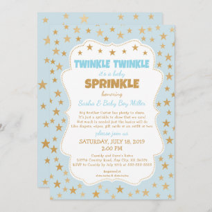 Twinkle Baby Sprinkle blauer Goldstar Einladungen