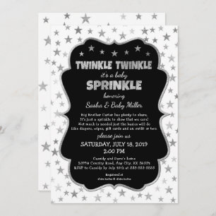 Twinkle Baby Sprinkle Schwarz Silber Einladungen