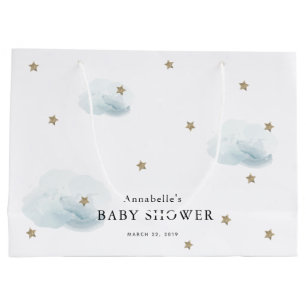 Twinkle Gold Stars & Blue Clouds Baby Dusche Große Geschenktüte