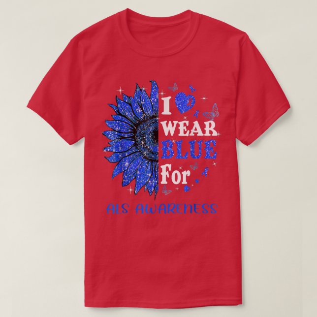 Twinkle Herz Sonnenblume ich trage Blau für als Aw T-Shirt (Design vorne)