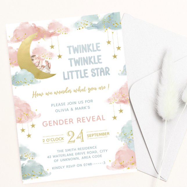 Twinkle kleiner Star Baby Gender Reveal Party Einladung (Von Creator hochgeladen)